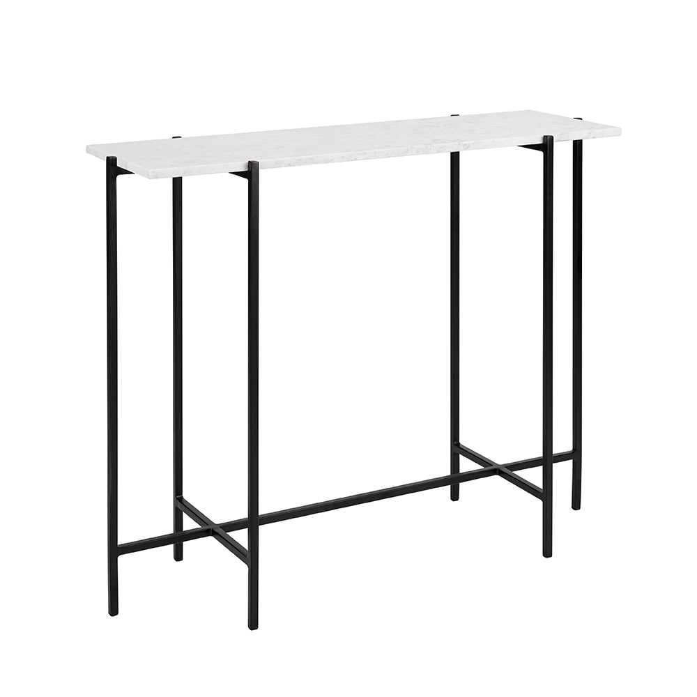Ida White Marble Top Console Table: Black Frame
